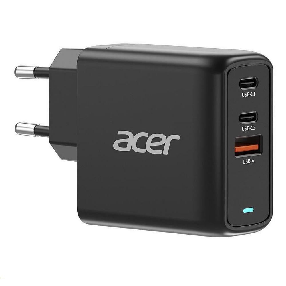 67W Acer 2x USB-C, 1x USB-A PPS PD GaN II hleðslutæki með kapli, svart