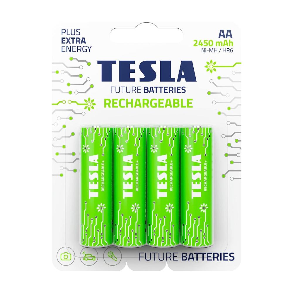 Tesla Batteries AA Recharge+ endurhlaðanlegar rafhlöður, 4stk