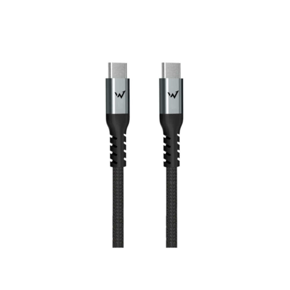 Energizer USB 2.0 C í C Metal / Nylon ofinn kapall 100W, 2 metrar, Silfur