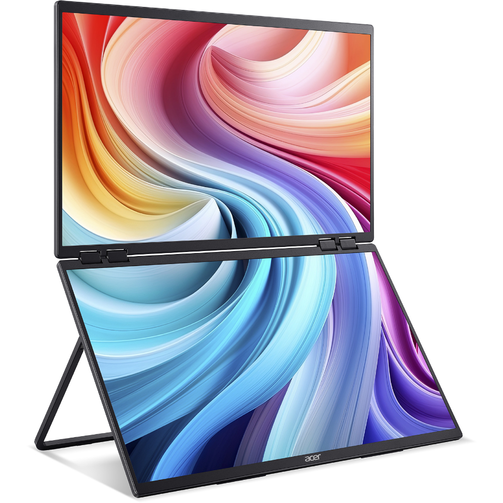 Acer PD243Y, 2x 24" FHD IPS 100Hz, Foldable Dual Screen ferðaskjár, innb. kickstand