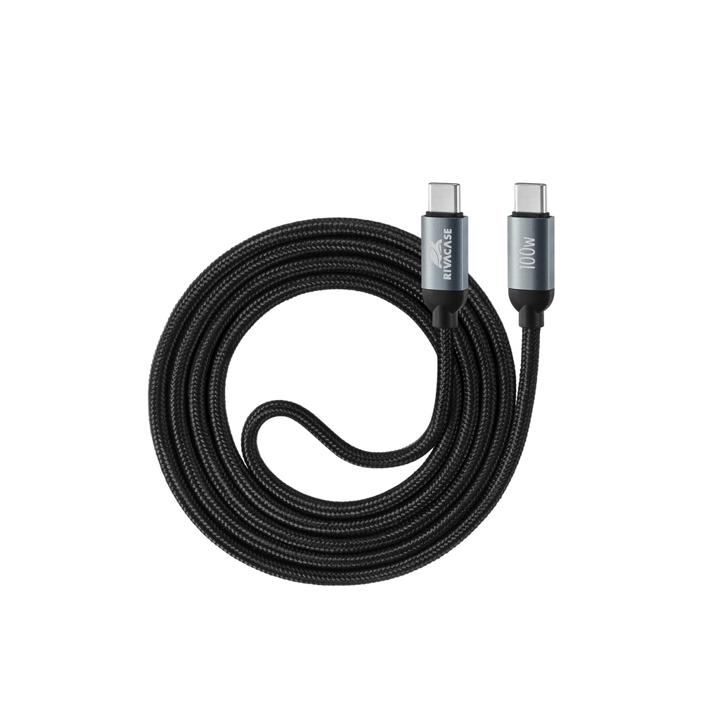 Rivacase PS6115 BK21 100W USB-C í USB-C 2,1m ofinn kapall, svartur
