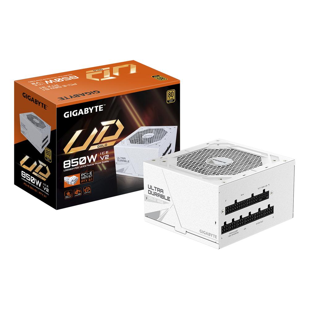 Gigabyte Ultra Durable Gold 850W ATX 3.1 aflgjafi, 5 ára ábyrgð - Hvítur