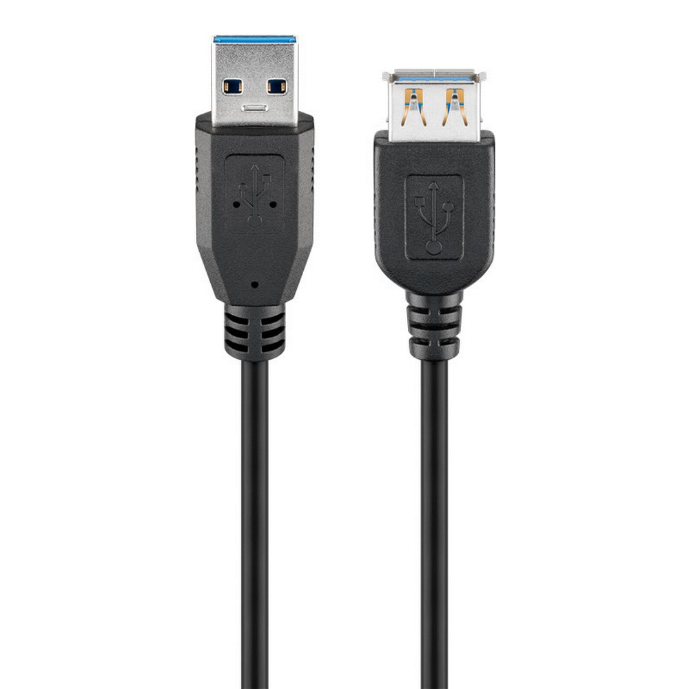 Goobay USB3.0 A-A framlengingarkapall, 5m, svartur