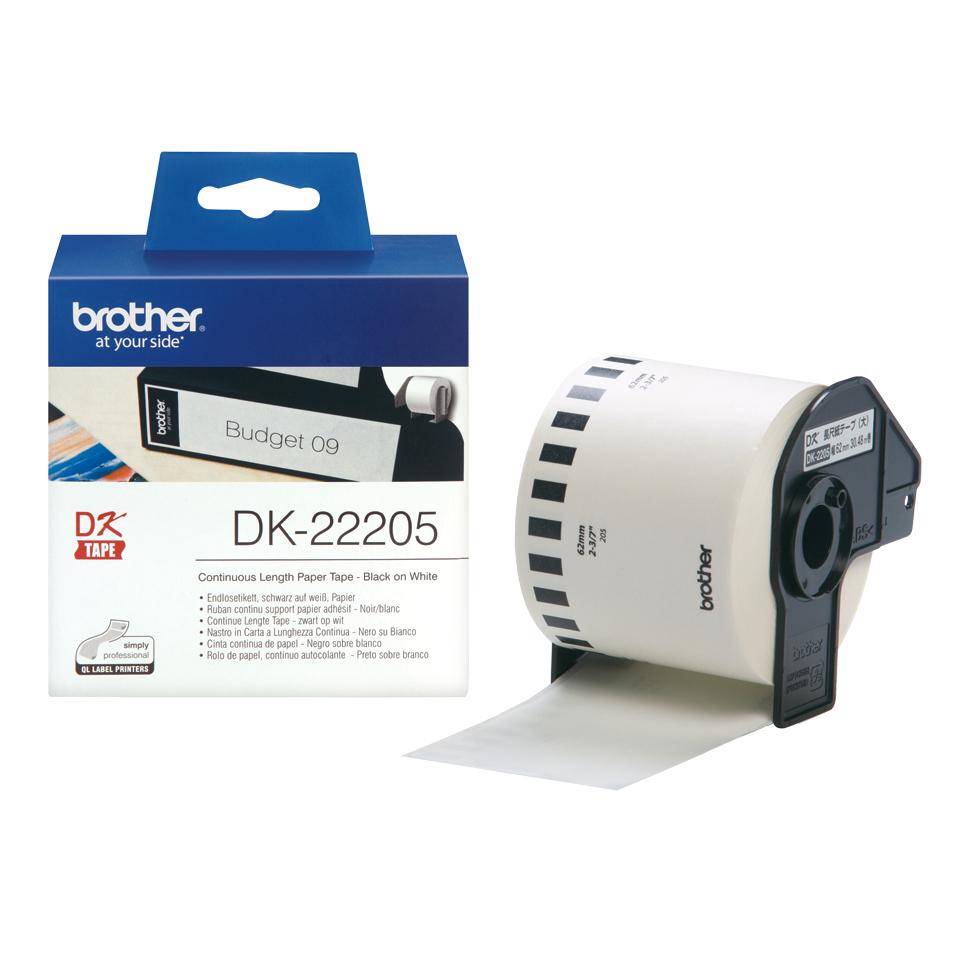 Brother DK-22205 samfelld límmiðarúlla, 62mm x 30.48m