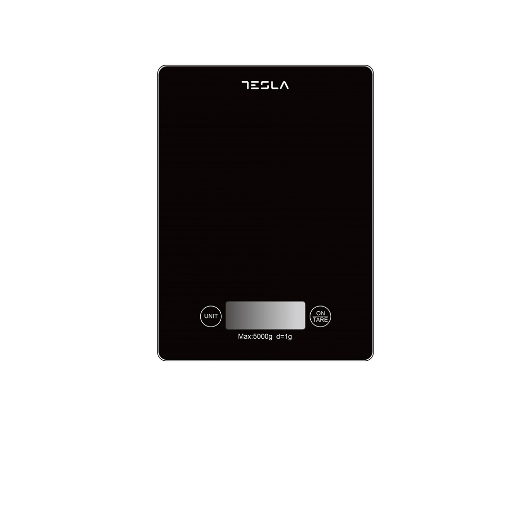 Tesla eldhúsvigt, allt að 5kg (5000g) með 1g þrepum, svört