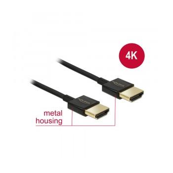 Delock HDMI Slim kapall, 4K 60Hz, hann/hann, 2 metrar, svartur