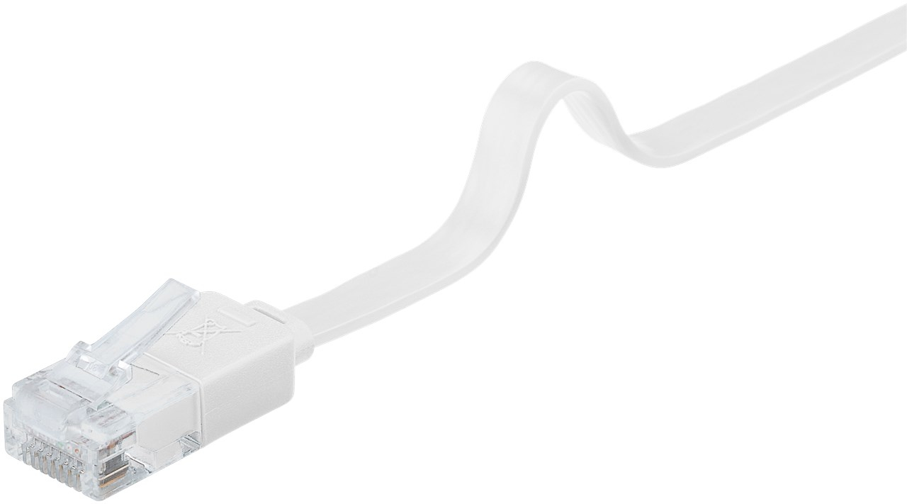 Goobay Cat6 RJ45 flöt netsnúra 10m, hvít