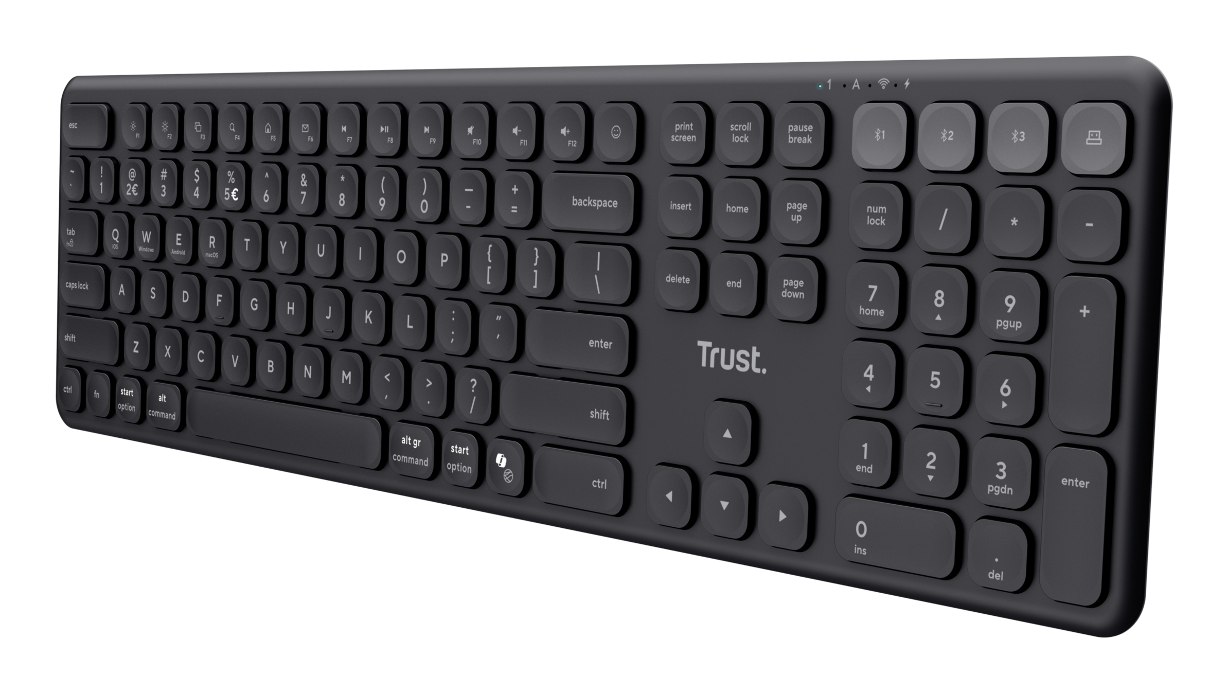 Trust Vaiya multi-device þráðlaust Bluetooth lyklaborð, svart