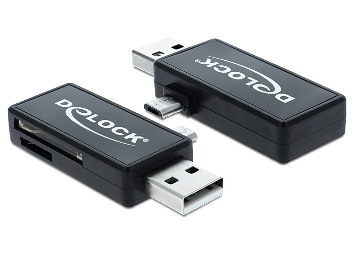 Delock 2in1 OTG kortalesari, svartur