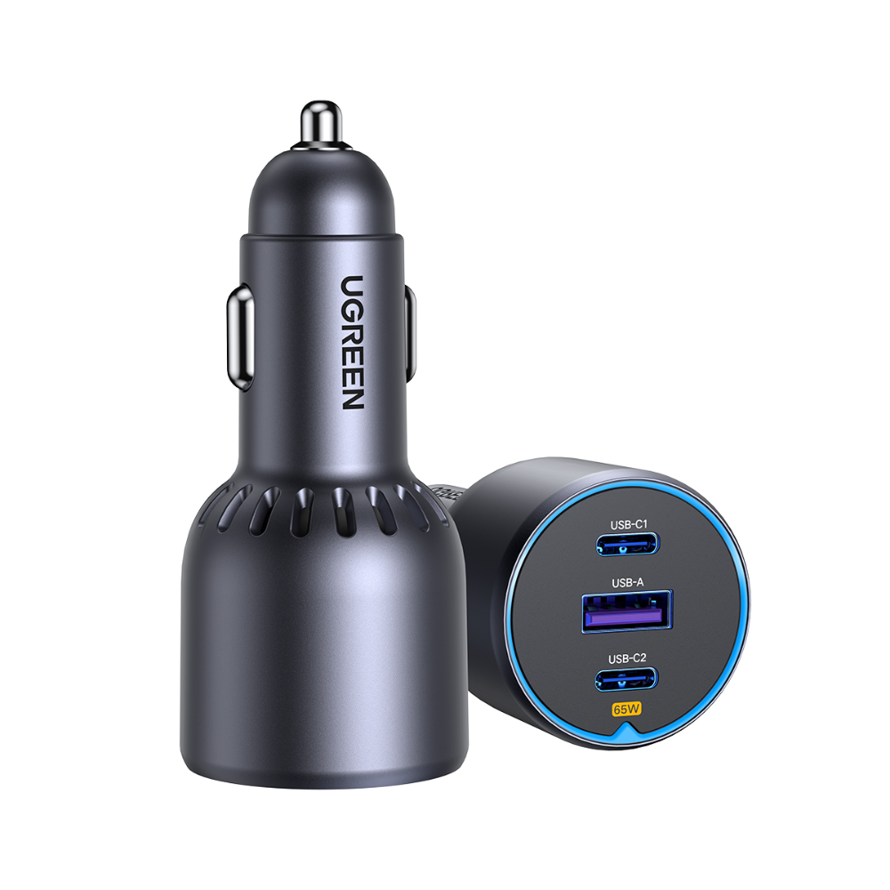 75W UGREEN 2x USB-C, 1x USB-A PPS PD QC hleðslutæki í bíl