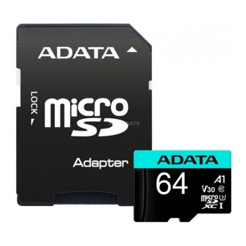 ADATA MicroSD 64GB class 10 UHS-1 U3 háhraða minniskort m/SD-breytistykki