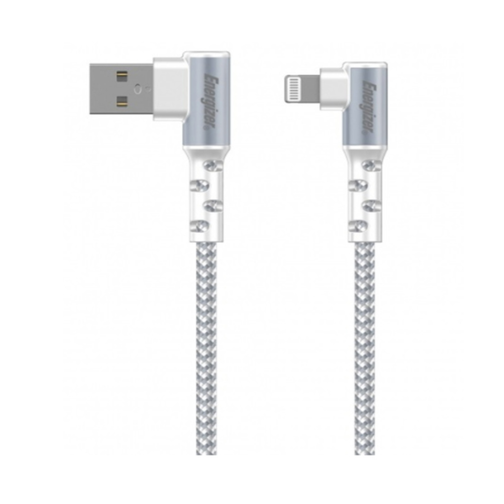 Energizer USB 2.0 A í Lightning 90° kapall, 2 metrar, Hvítur