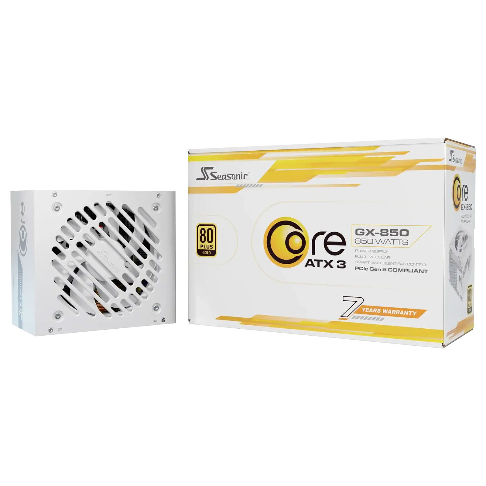Seasonic Core Gold GX 850W ATX 3.1 aflgjafi, hvítur, 7 ára ábyrgð