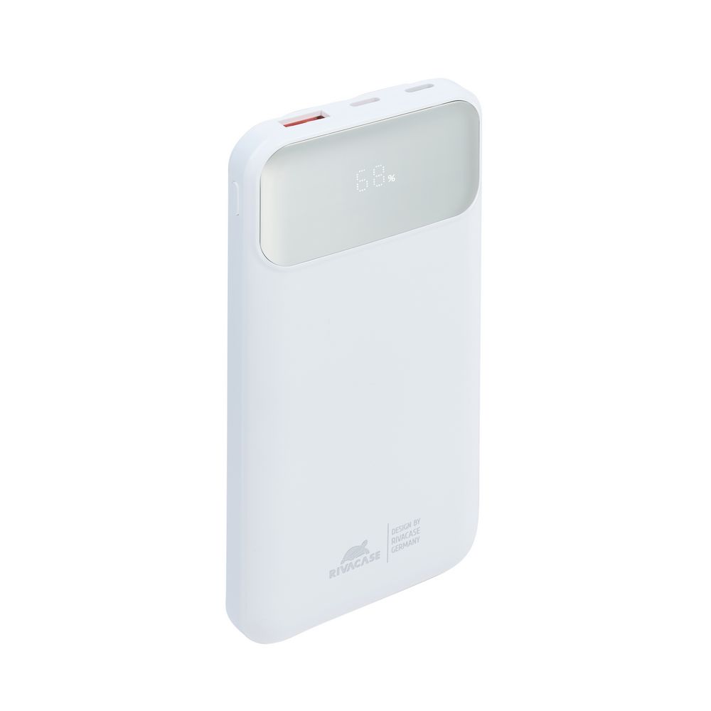 Rivacase VA2211 10000mAh ferðarafhlaða, PD 22.5W, 3x innb.kaplar, hvít