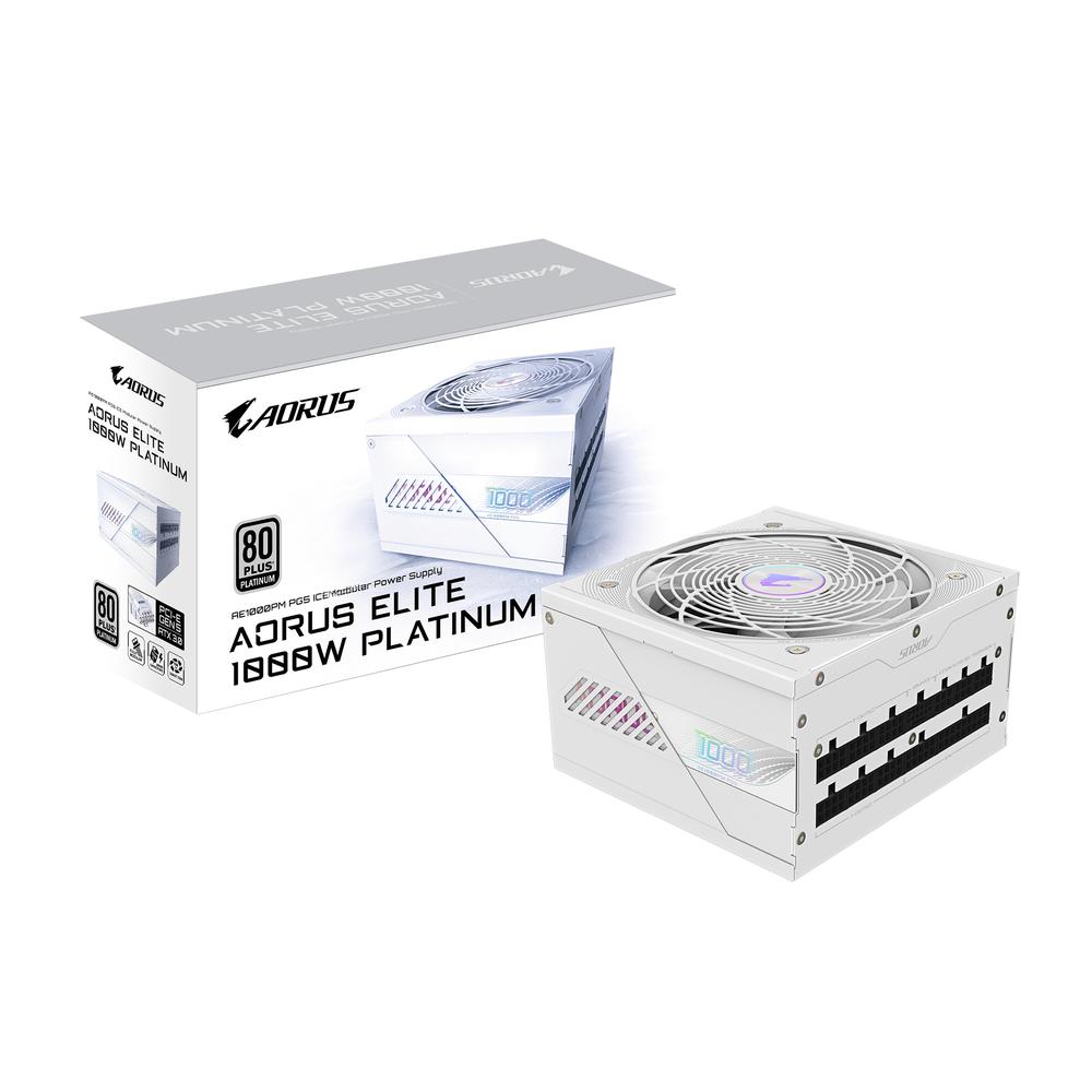Gigabyte Aorus Elite Platinum ICE 1000W ATX 3.0 aflgjafi, 10 ára ábyrgð - Hvítur