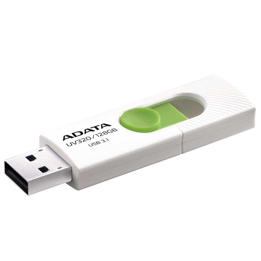 ADATA UV320 128GB USB minnislykill, Hvítur/grænn