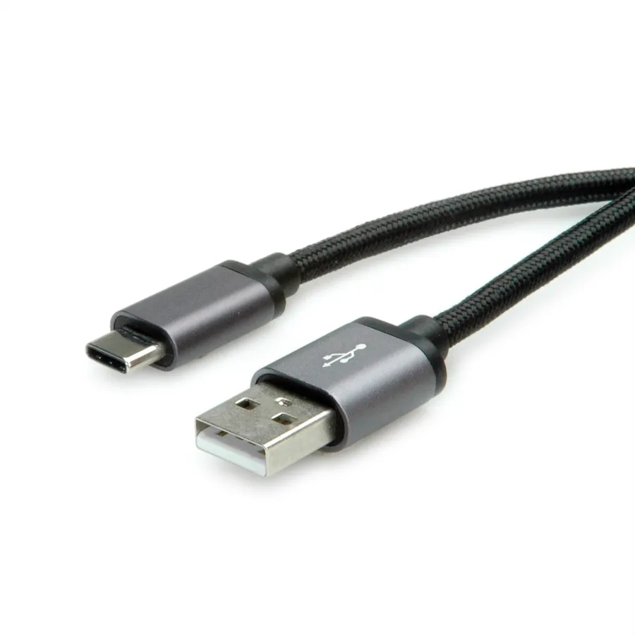 Roline Kapall USB 2.0 í USB-C M/M Svartur 1,8m