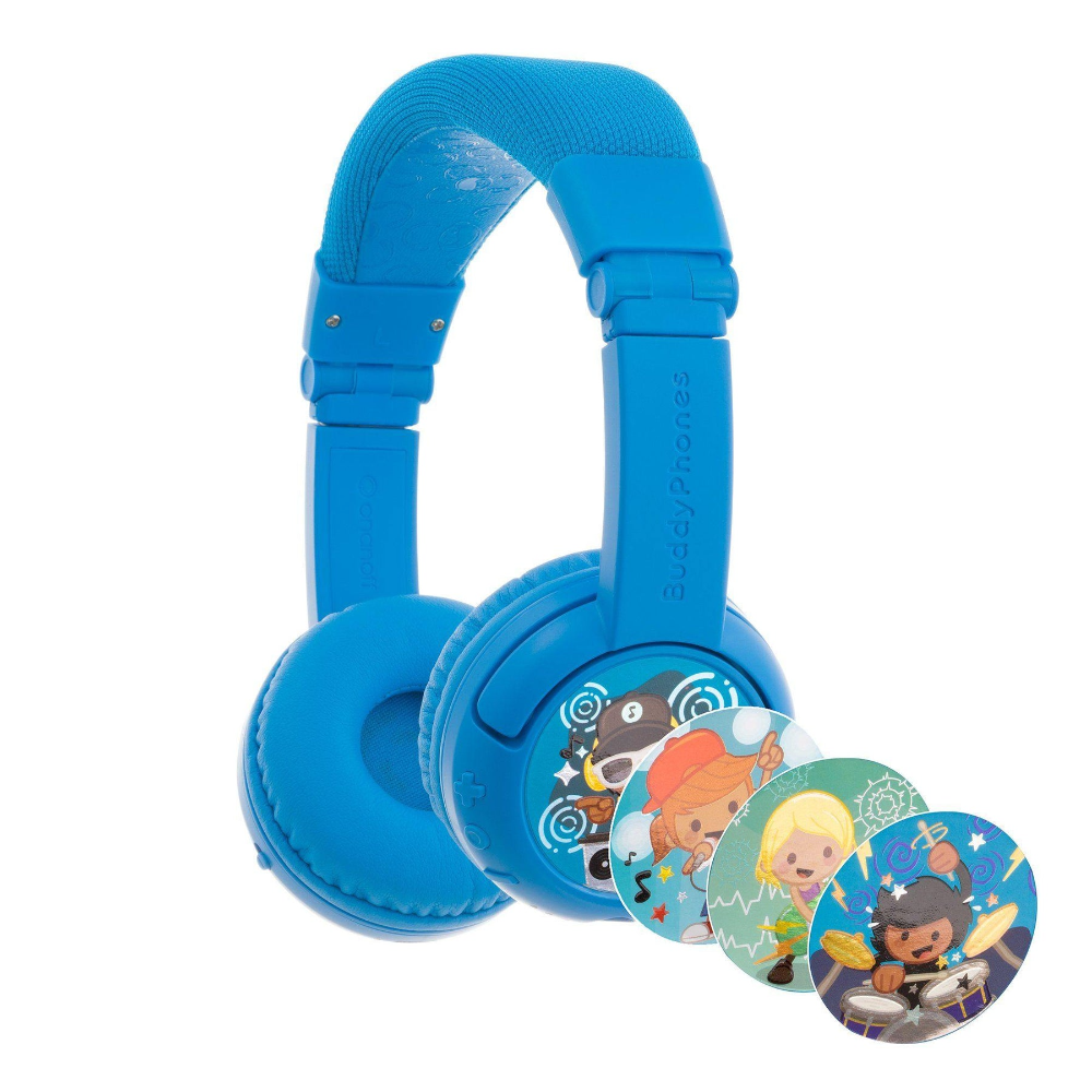 BuddyPhones Play+ þráðlaus BT krakkaheyrnartól, blá