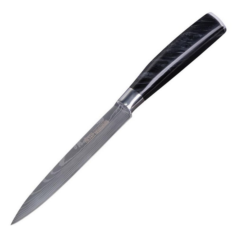 Resto Eridanus alhliða hnífur 13 cm, laserskorið ryðfrítt stál með Damascus útliti