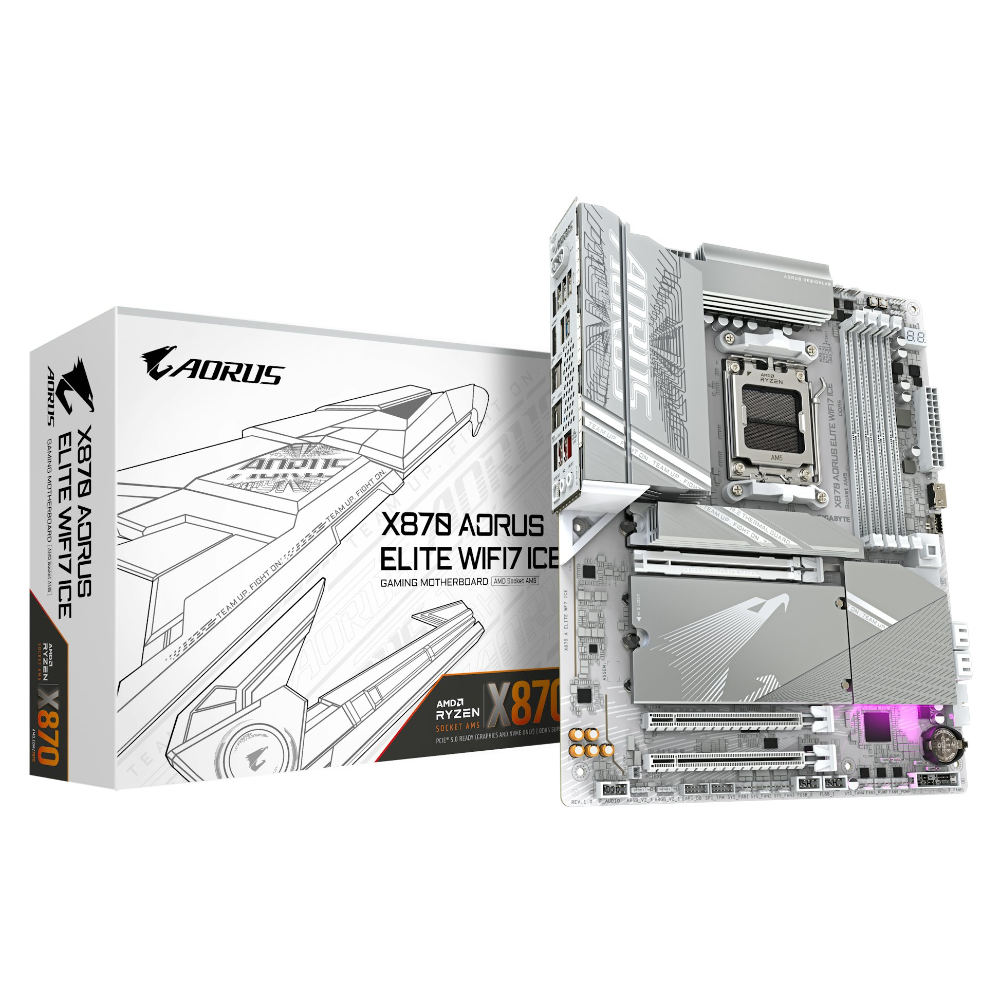 Gigabyte X870 Aorus Elite BE ICE DDR5 móðurborð, hvítt