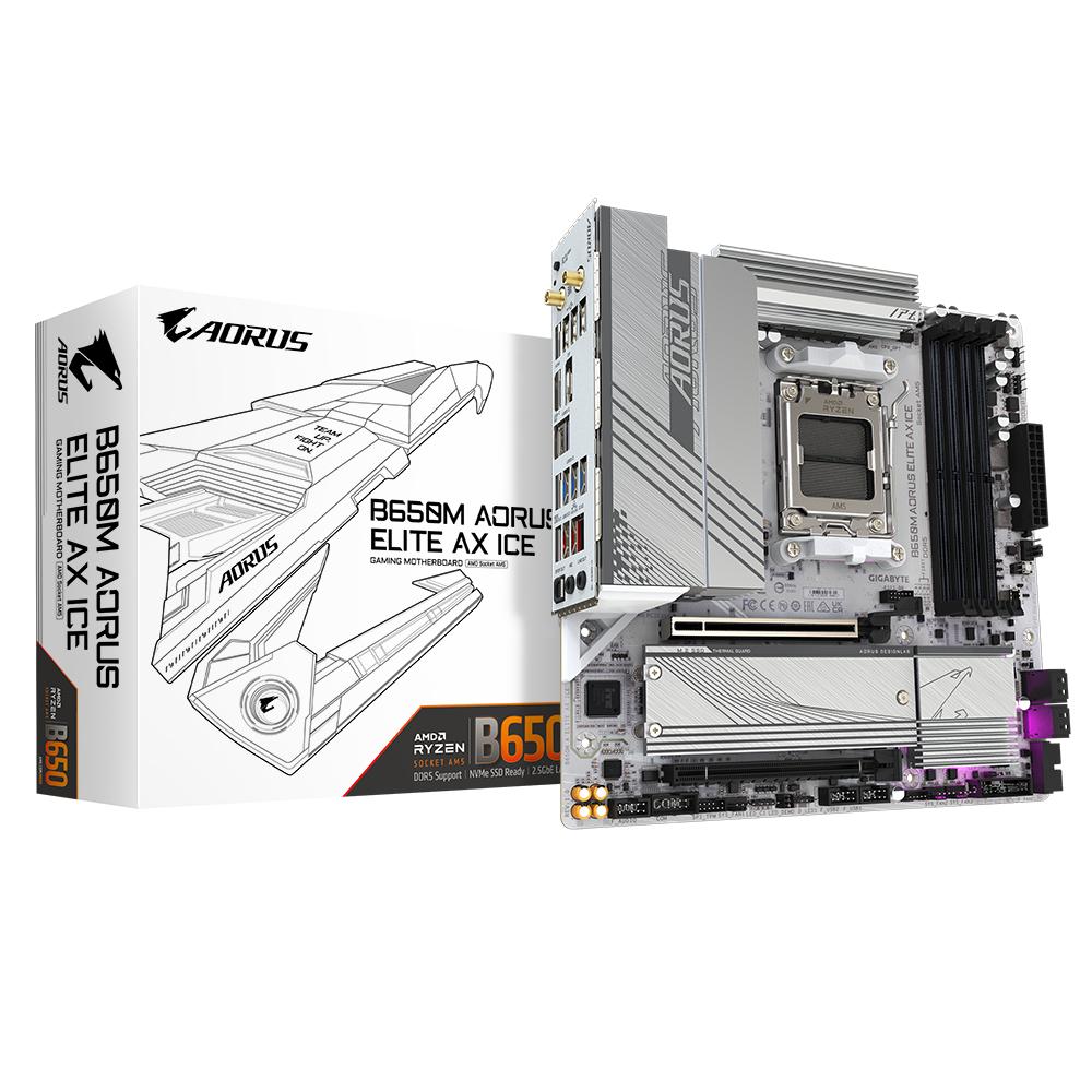Gigabyte B650M Aorus Elite AX ICE DDR5 móðurborð, hvítt