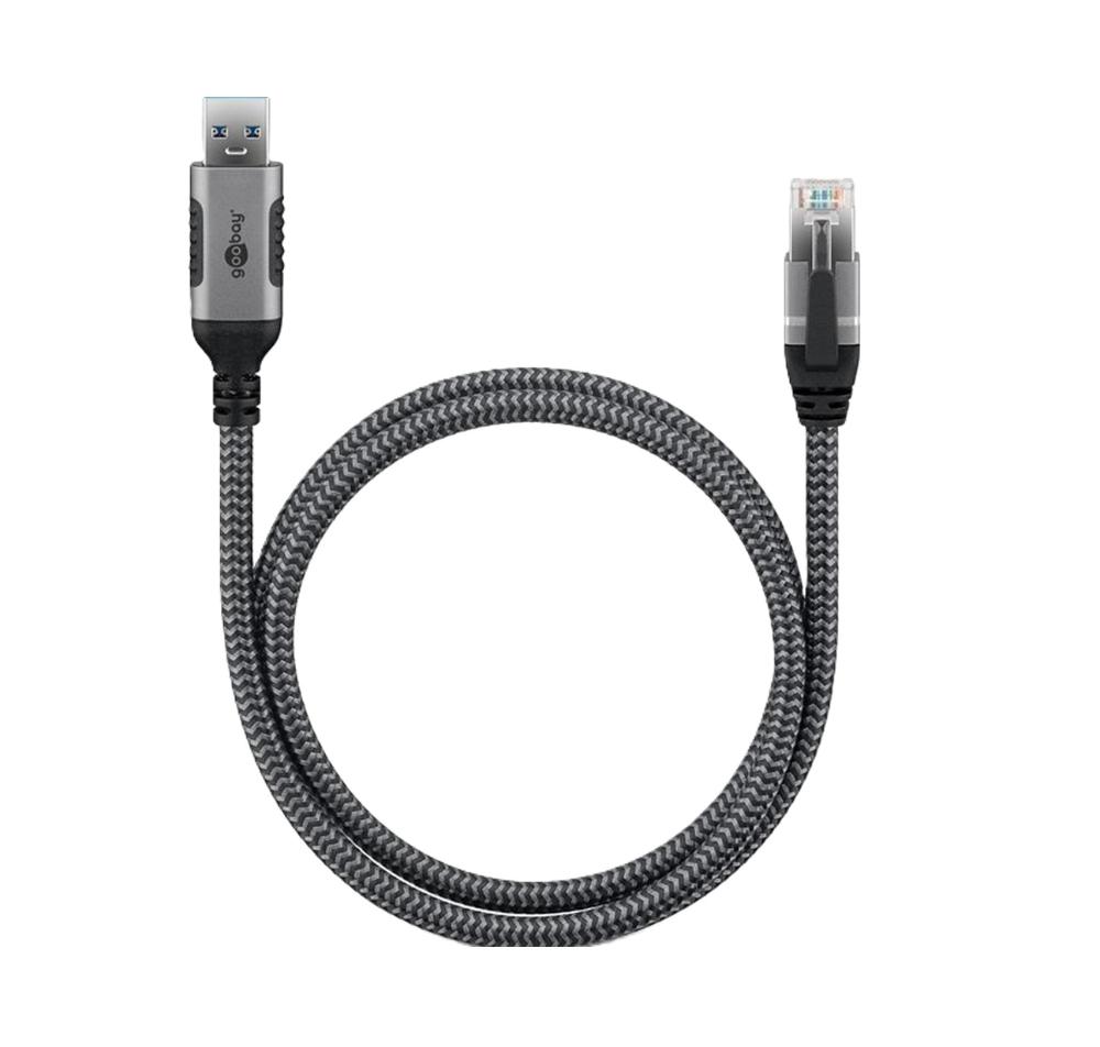 USB-A í RJ45 netsnúra, Grá, 3.0m